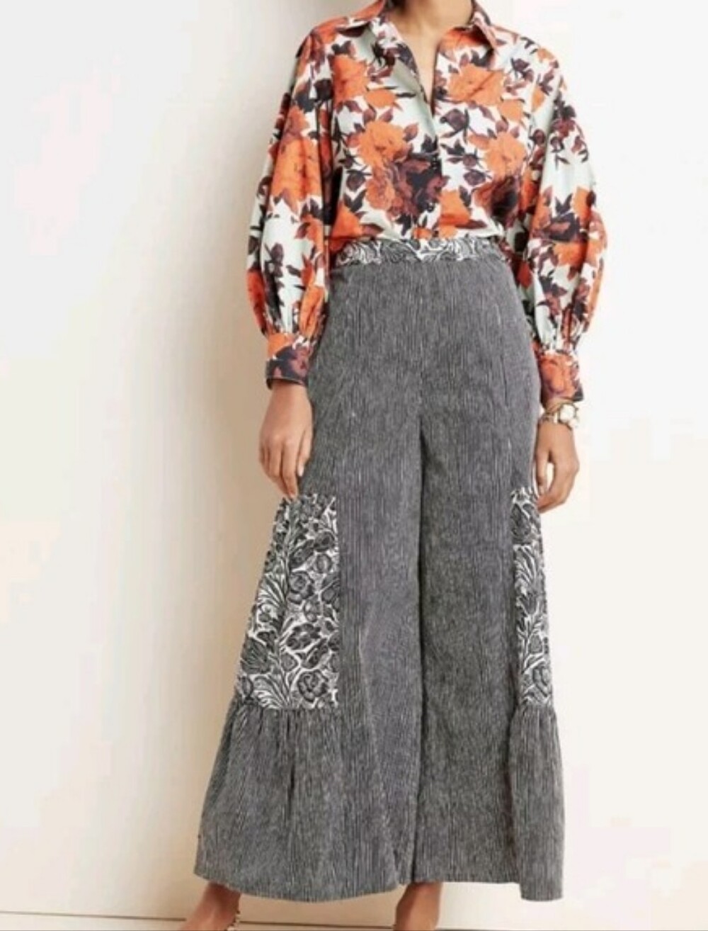 Anthro Bloomingprint Oceana Wide Leg Pants